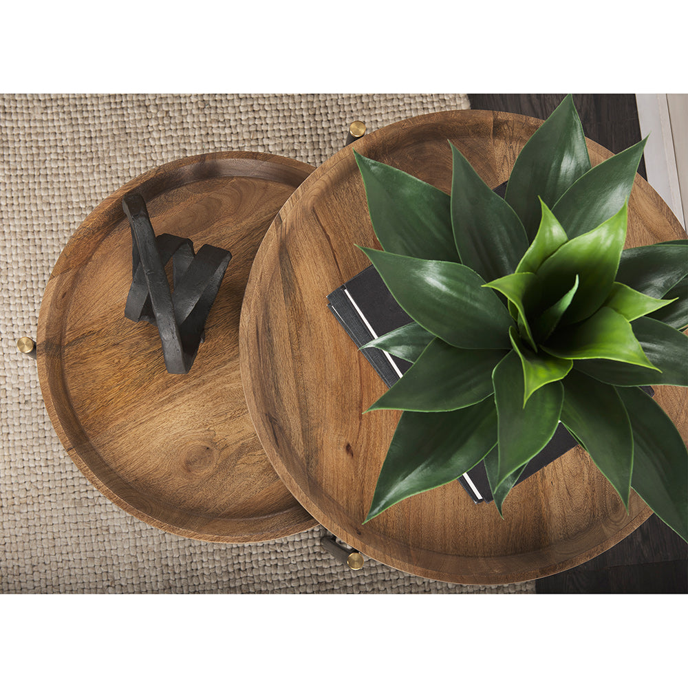 Mercana - Marquisa 22.5L x 22.5W x 20.8H Light Brown Wood W/ Black Metal Base Nesting Side Tables (Set of 2) - 69282 view 14