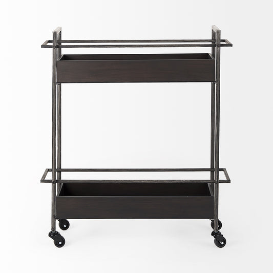 Mercana - Masataka Metal Frame Two-Tier with Metal Shelves Rectangular Bar Cart - 50062_CLOSEOUT view 2