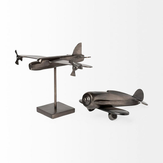 Mercana - Maverick I 12L x 16W Gray Metal Bomber Plane - 68954 view 2