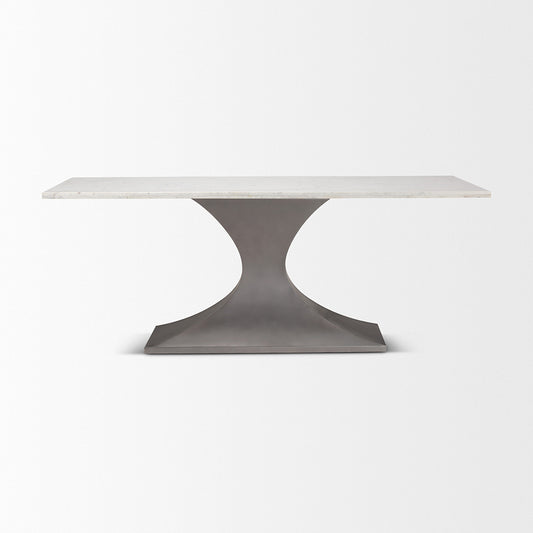 Mercana - Maxton 79.0L x 39.0W x 30.0H Marble Top w/ Gunmetal Base Dining Table - 69848-AB view 2