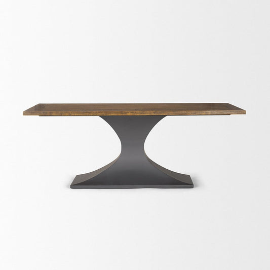 Mercana - Maxton II 79x39 Rectangular Brown Solid Wood Top Dark Gunmetal Base Dining Table - 50449-AB view 2