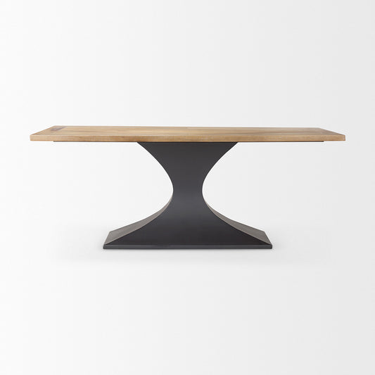 Mercana - Maxton Light Brown Wood w/ Dark Gunmetal Iron Metal Dining Table - 69847-AB view 2