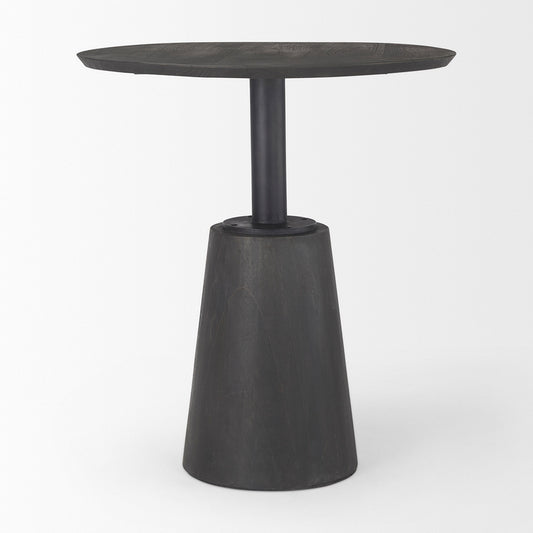 Mercana - Maxwell 32" Round Black-Brown Wood w/ Black Metal Pedestal Bistro Table - 69926-AB view 2