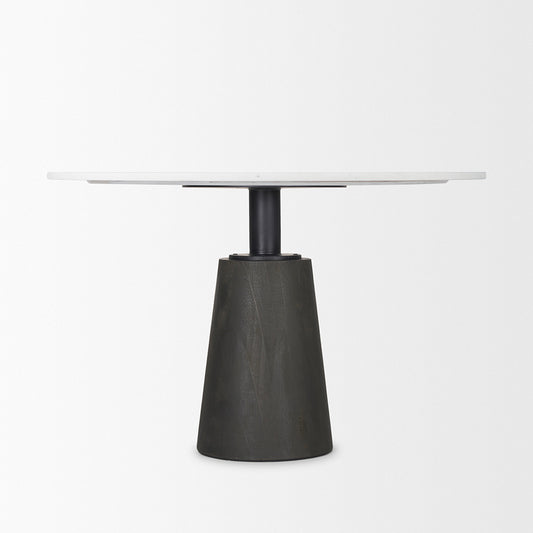 Mercana - Maxwell 48L x 48W x 30H Round White Marble Top w/ Black Metal and Wood Pedestal Base Dining Table - 70781-AB view 2