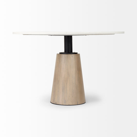 Mercana - Maxwell 48L x 48W x 30H White Marble Round Top W/ Black Metal and Wood Pedestal Base Dining Table - 69366-AB view 2
