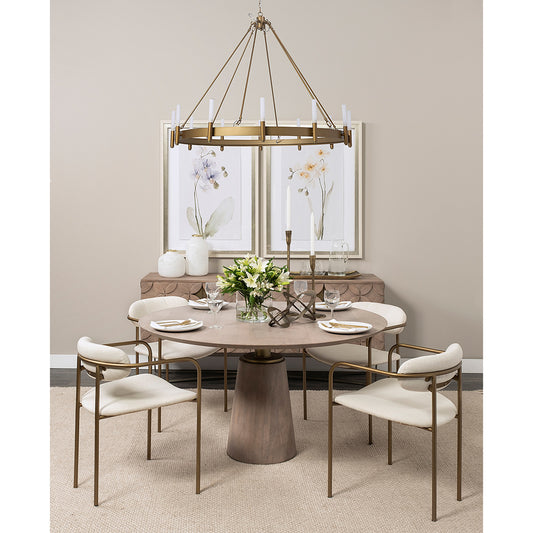 Mercana - Maxwell II 54" Round Brown Solid Wood Top Brown Wood/Gold Metal Base Dining Table - 69032-AB view 2