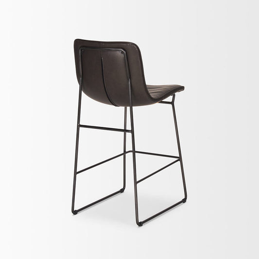 Mercana - Meritt 37"H Black Faux-Leather Seat W/ Black Metal Frame Stool - 67607_CLOSEOUT view 2