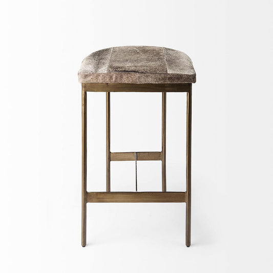 Mercana - Millie 16.75 X 17.75 X 26.25 Hair-on-hide Seat W/ Gold Metal Frame Counter Stool - 69384 view 2