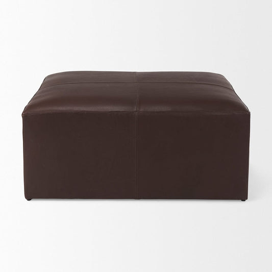 Mercana - Minara 36L x 36W x 16H Square Dark Brown Leather Wrapped Ottoman - 70051_CLOSEOUT view 2