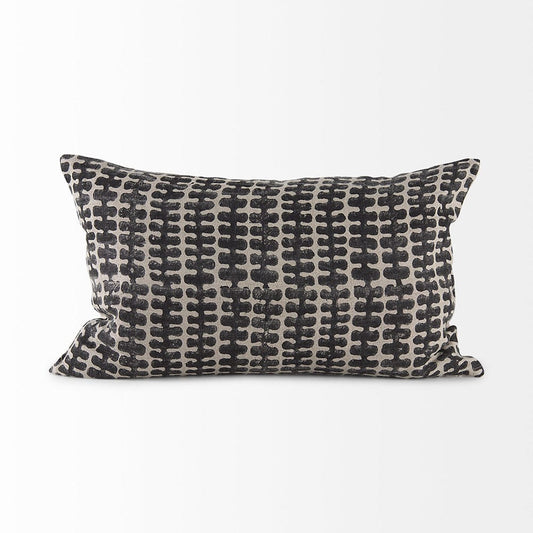 Mercana - Miriam 13L x 21W Beige and Black Fabric Patterned Decorative Pillow Cover - 69434 view 2