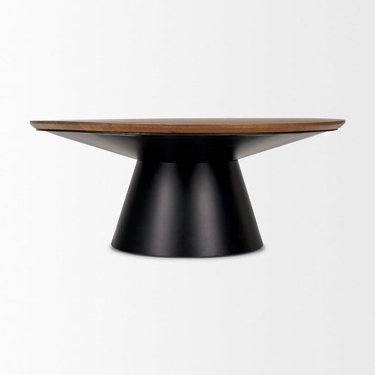 Mercana - Mitchell 40.0L x 40.0W x 16.0H Black Metal Pedestal Base with Brown Wood Top Coffee Table - 69907-AB view 2