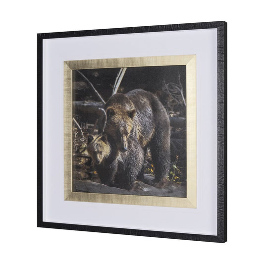 Mercana - Mom and Cub by Chad Mackay a Hand Embellished Textured Framed Art Print Matted under Glass - 14372 view 2
