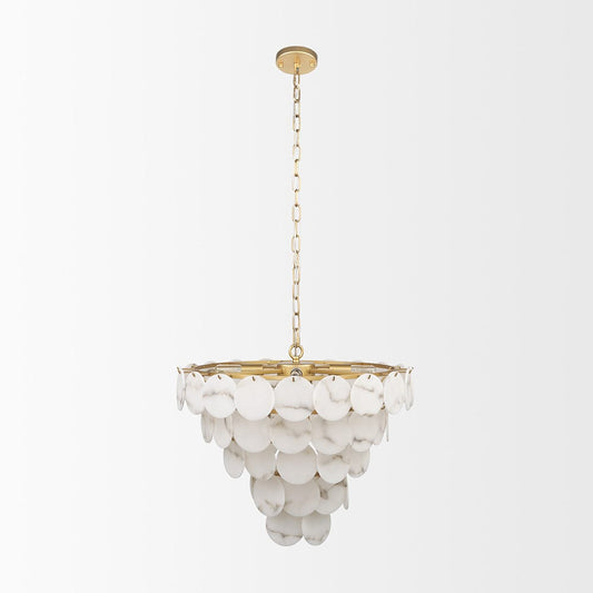 Mercana - Monroe Brushed Gold Metal w/ Resin Shade 6-Light Chandelier - 70445 view 2