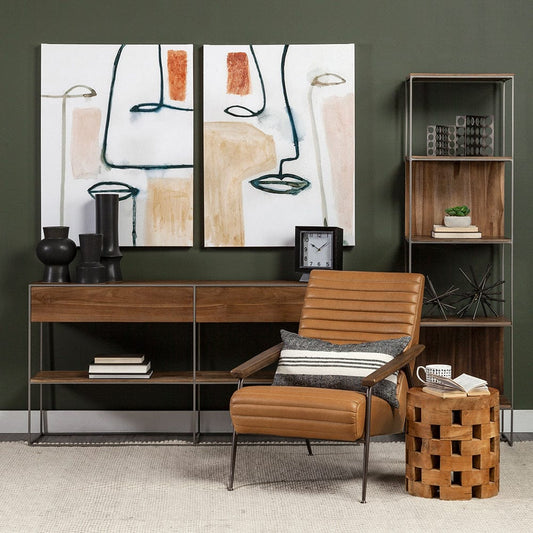 Mercana - Morris II 19.75 x 15 x 72.5 Brown Wood and Silver Metal Frame 4 Shelf Shelving Unit - 69103_CLOSEOUT view 2