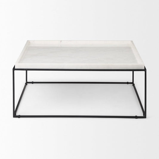 Mercana - Nathan 36"x36" Square White Marble Top Black Metal Base Coffee Table - 68842-AB_CLOSEOUT view 2