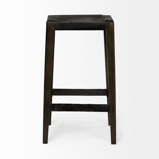 Mercana - Nell 30" Seat Height Black Metal Seat & Foot Rest With Black Wood Legs Stool - 69007 view 2