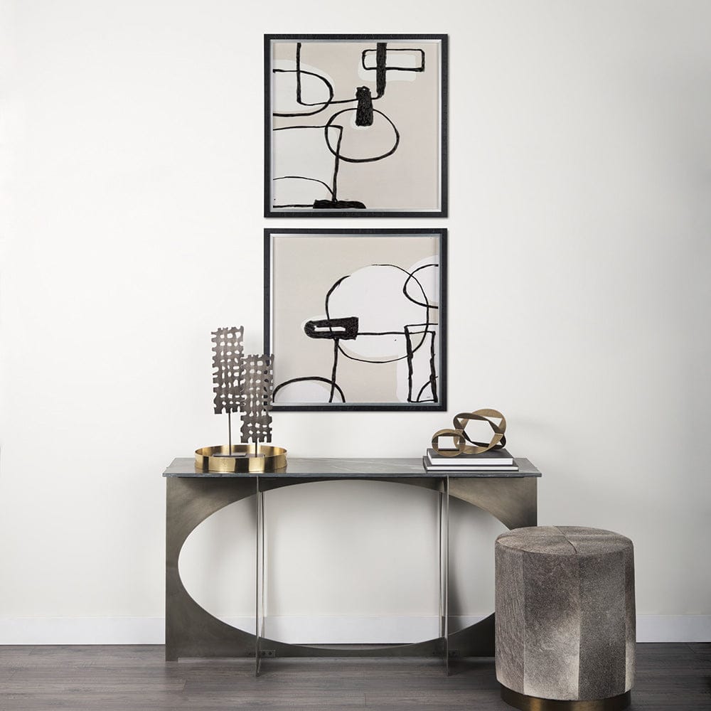 Mercana - Neutral Shapes II by Mercana Studio a Hand Embellished Textured Framed Art Print Matted under Glass - 14413 view 9