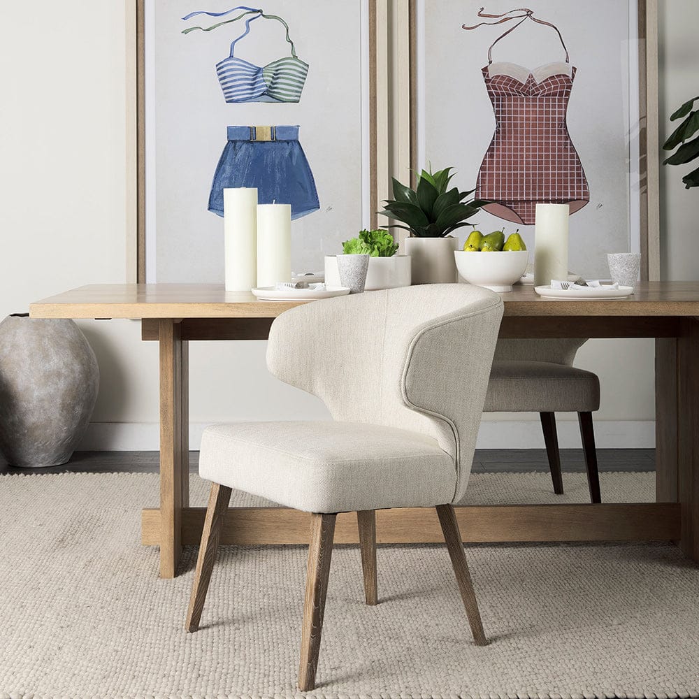 Mercana - Niles 22.5L x 24.0W x 32.0H Cream Fabric Seat W/ Medium Brown Wooden Legs Wingback Dining Chair - 69398 view 12