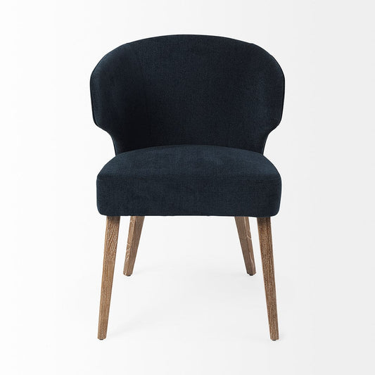 Mercana - Niles 23.5L x 24.0W x 32.0H Navy Fabric Seat W/ Medium Brown Wooden Legs Wingback Dining Chair - 69400 view 2