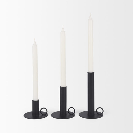 Mercana - Noir Matte Black Metal Candle Holders (Set of 3) - 70524 view 2