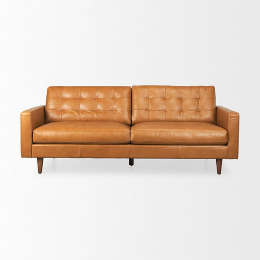 Mercana - Olaf 88.2L x 37.8W x 35.0H Tan Leather Sofa - 69693_CLOSEOUT view 2