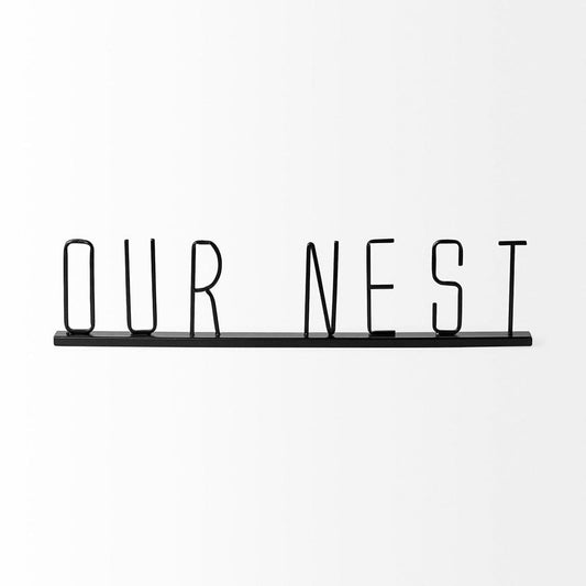 Mercana - Our Nest 24L x 1W Black Metal Sign - 68792_CLOSEOUT view 2
