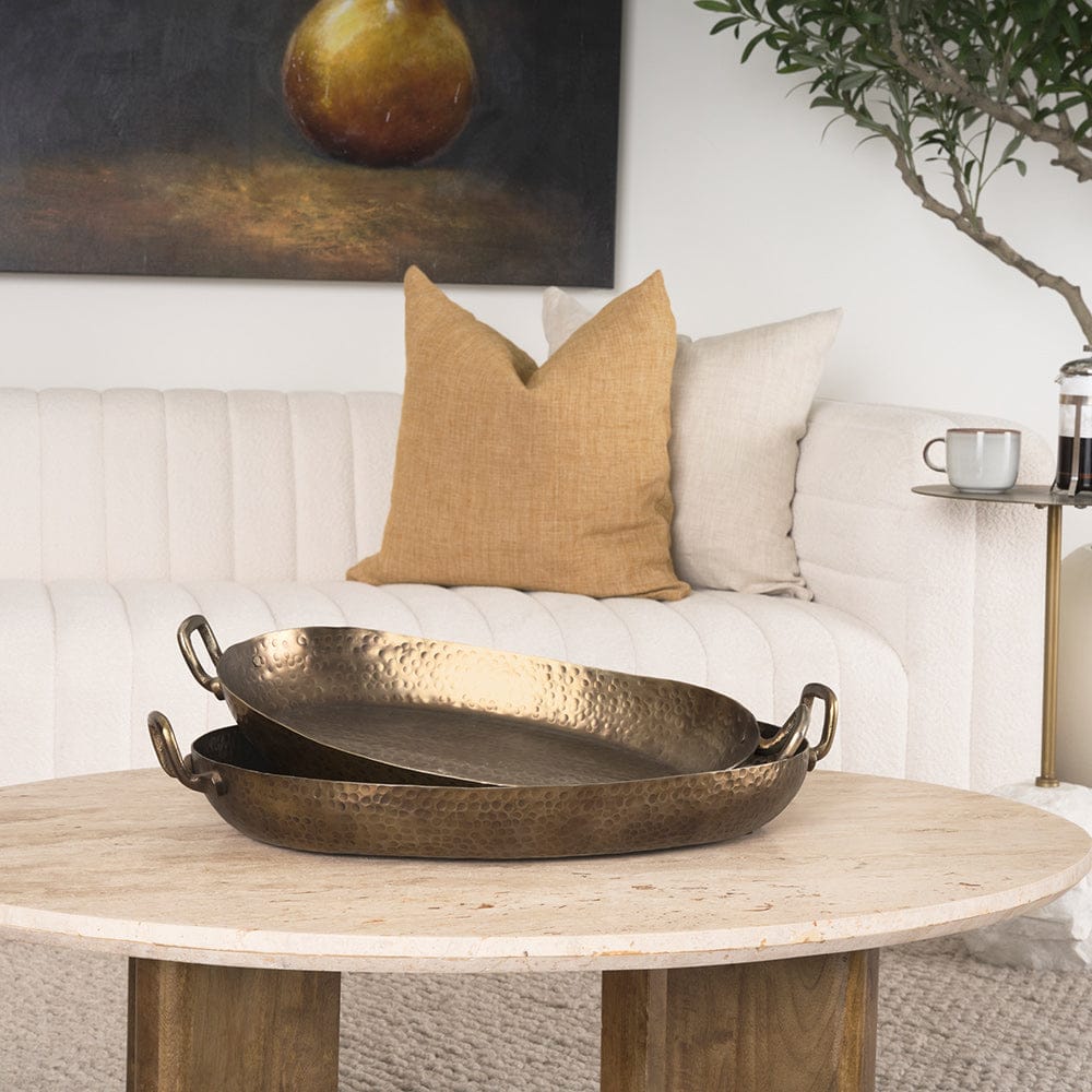 Mercana - Pama Hammered Gold Metal Decorative Trays (Set of 2) - 70668 view 11