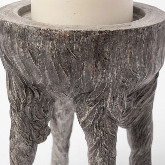 Mercana - Pan Large Gray Ceramic Hoofed Table Candle Holder - 68065_CLOSEOUT view 2