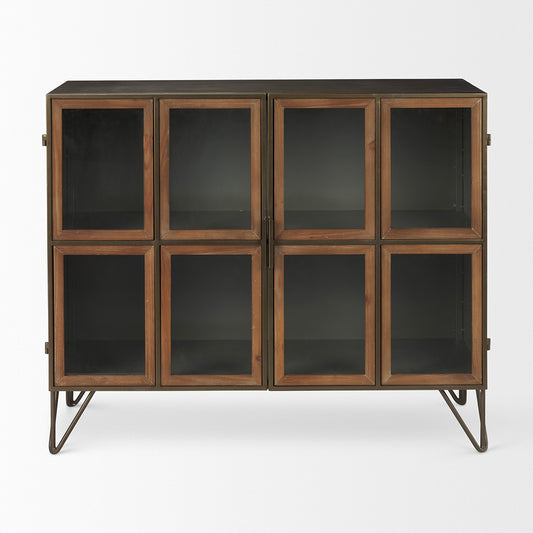 Mercana - Pandora Dark Brass Metal W/Red Wood 2 Door Accent Cabinet - 69916_CLOSEOUT view 2