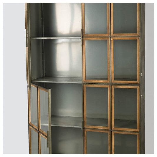 Mercana - Pandora I 74" H Brown Wood and Metal Glass Door Display Cabinet - 50525 view 2