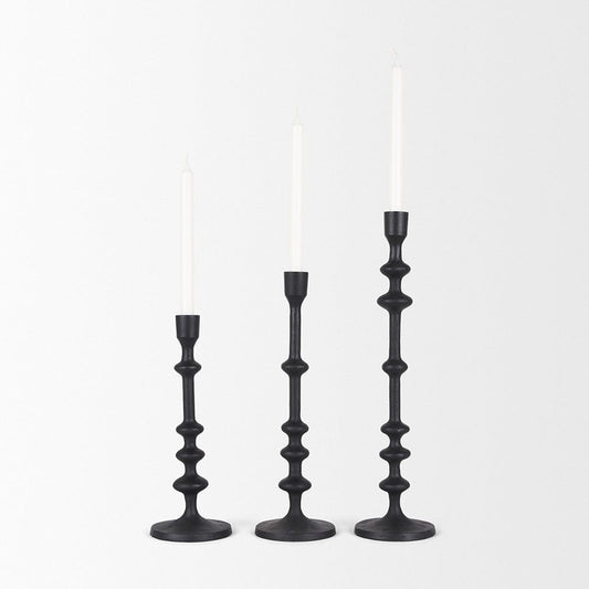 Mercana - Paolo Matte Black Metal Candle Holder (Set of 3) - 70673 view 2