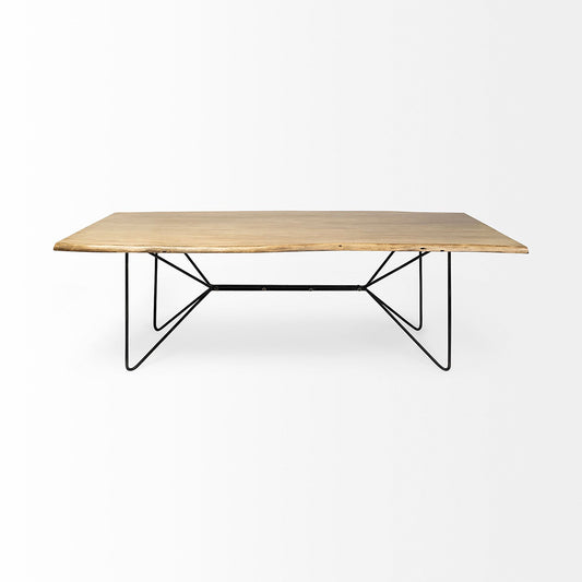Mercana - Papillion II 80x40 Rectangular Blonde Live Edge Sold Wood Top Black Metal Base Dining Table - 68752-AB_CLOSEOUT view 2