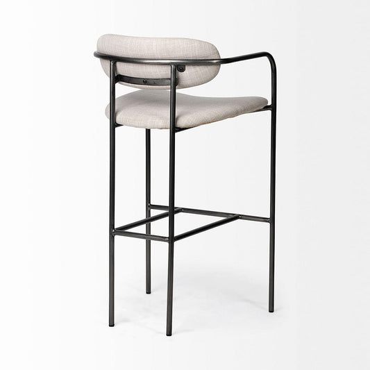Mercana - Parker 30" Seat Height Beige Fabric Seat Gun Metal Grey Metal Bar Stool - 68563_CLOSEOUT view 2