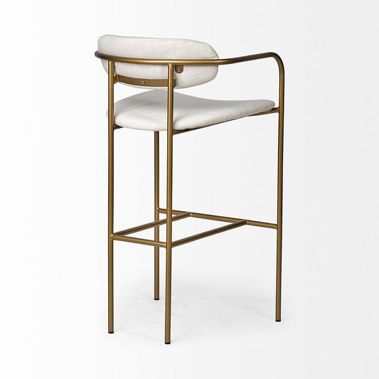 Mercana - Parker 30" Seat Height Cream Fabric Seat Gold Metal Bar Stool - 68564 view 2