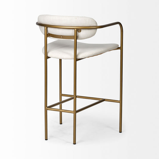 Mercana - Parker Cream Fabric Seat Gold Metal Counter Stool - 68562 view 2