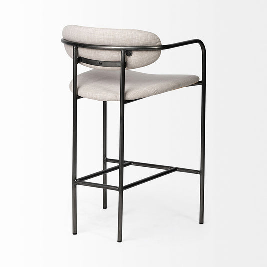 Mercana - Parker II Beige Fabric Seat Gun Metal Grey Metal Counter Stool - 68561_CLOSEOUT view 2