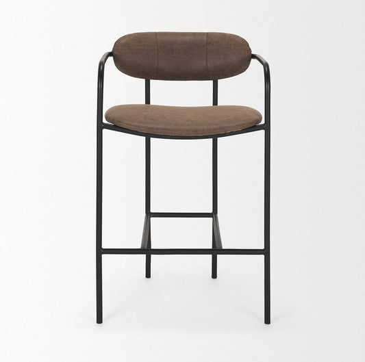 Mercana - Parker Muted Brown Faux Leather w/ Black Metal Counter Stool - 70780_CLOSEOUT view 2