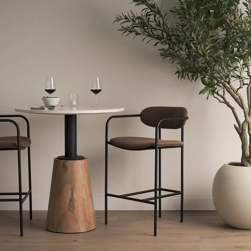 Mercana - Parker Muted Brown Faux Leather w/ Black Metal Counter Stool - 70780_CLOSEOUT view 11