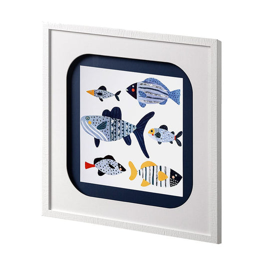 Mercana - Patterned Fish II by Victoria Barnes a Hand Embellished Textured Framed Art Print Matted under Glass - 13711 view 2