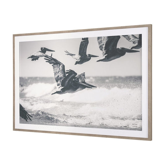 Mercana - Pelican Beach by Nathan Larson a Hand Embellished Framed Art Print Matted under Glass - 15713 view 2