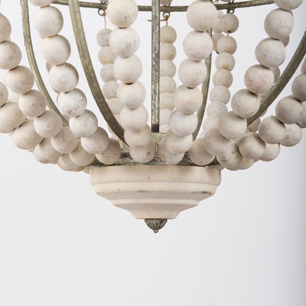 Mercana - Phillum 29"x37" Silver Metal Chassis and White Wood Beaded Six Bulb Chandelier - 65200_CLOSEOUT view 9