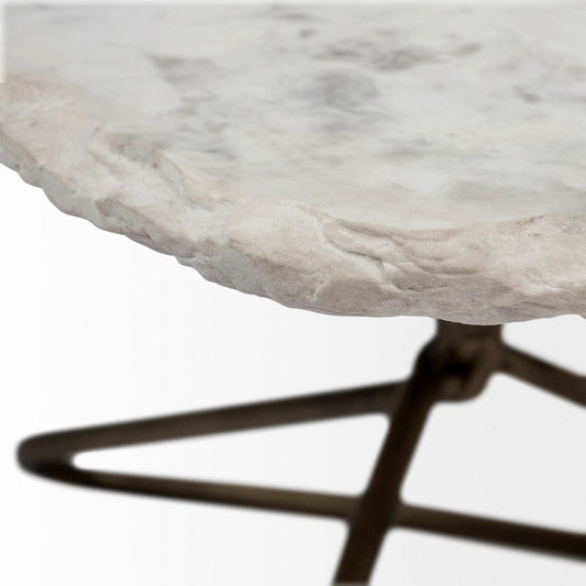 Mercana - Pinera 37" Irregular White Marble Top Gold Metal Base Coffee Table - 68246-AB_CLOSEOUT view 2