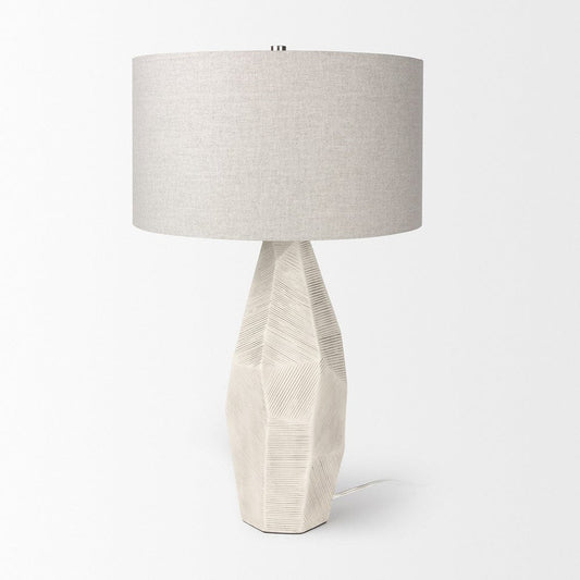 Mercana - Piven White w/Antiqued Wash Textured Ceramic Table Lamp - 70370 view 2