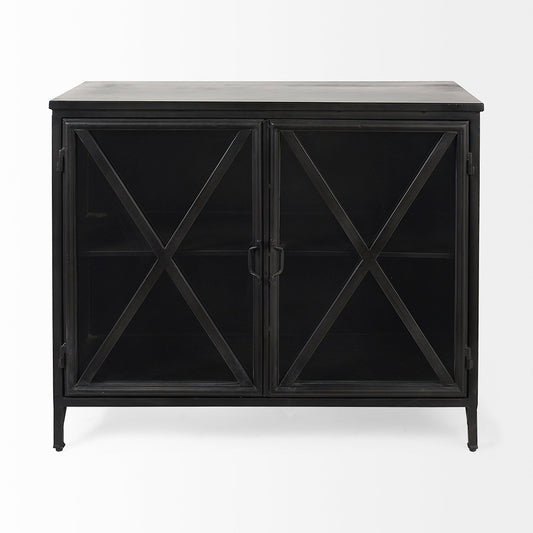 Mercana - Poppy III 40L x 16W Black Metal With Glass Door Accent Cabinet - 69129 view 2