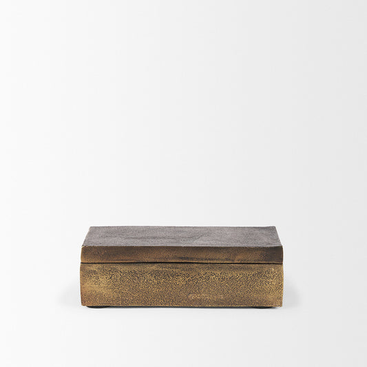 Mercana - Porschia Small Antiqued Gold Metal Decorative Box - 70674 view 2