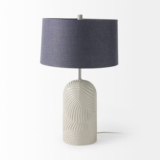 Mercana - Quinn 19.0L x 19.0W x 24.6H Beige Base W/Navy Fabric Shade Table Lamp - 69705 view 2