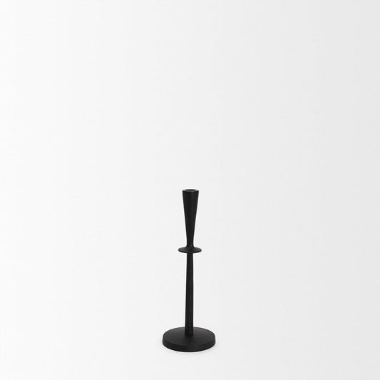 Mercana - Qwin Matte Black Cast Aluminum Medium Candle Holder - 70717 view 2