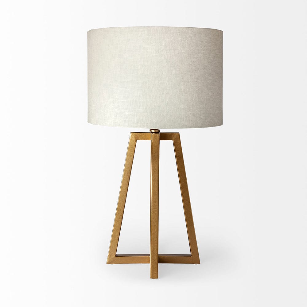 Mercana - Raelynn 29"H White-Linen Drum Shade w/ Gold Metal Frame Table Lamp - 68110 view 3