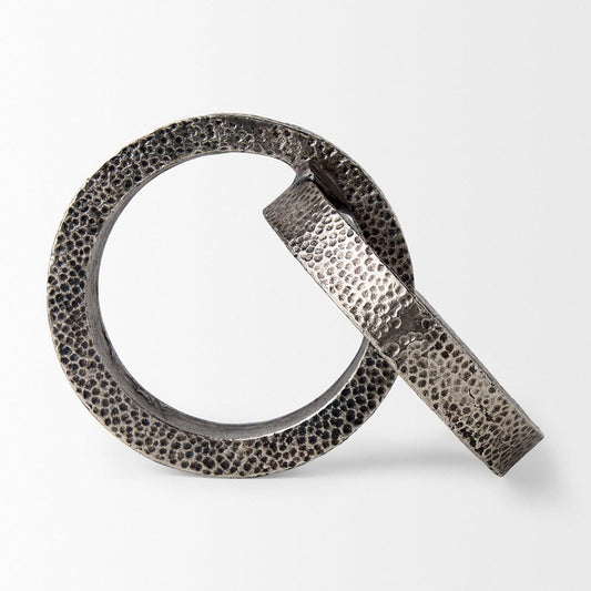 Mercana - Rafiki Two Blackened Silver Hammered Finish Metal Conjoined Circles - 69163_CLOSEOUT view 2