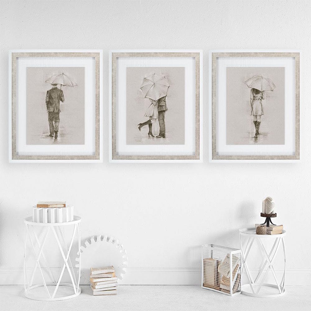 Mercana - Rainy Day Rendezvous by Mercana Studio Hand Embelished Textured Framed Art Print Matted under Glass - 9448 view 4